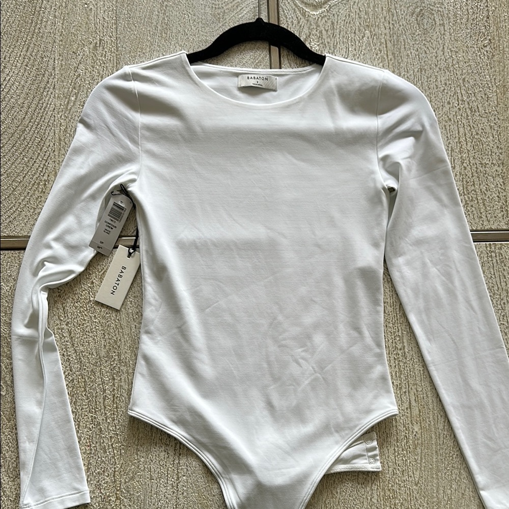 Babaton Classic White Long Sleeve Bodysuit